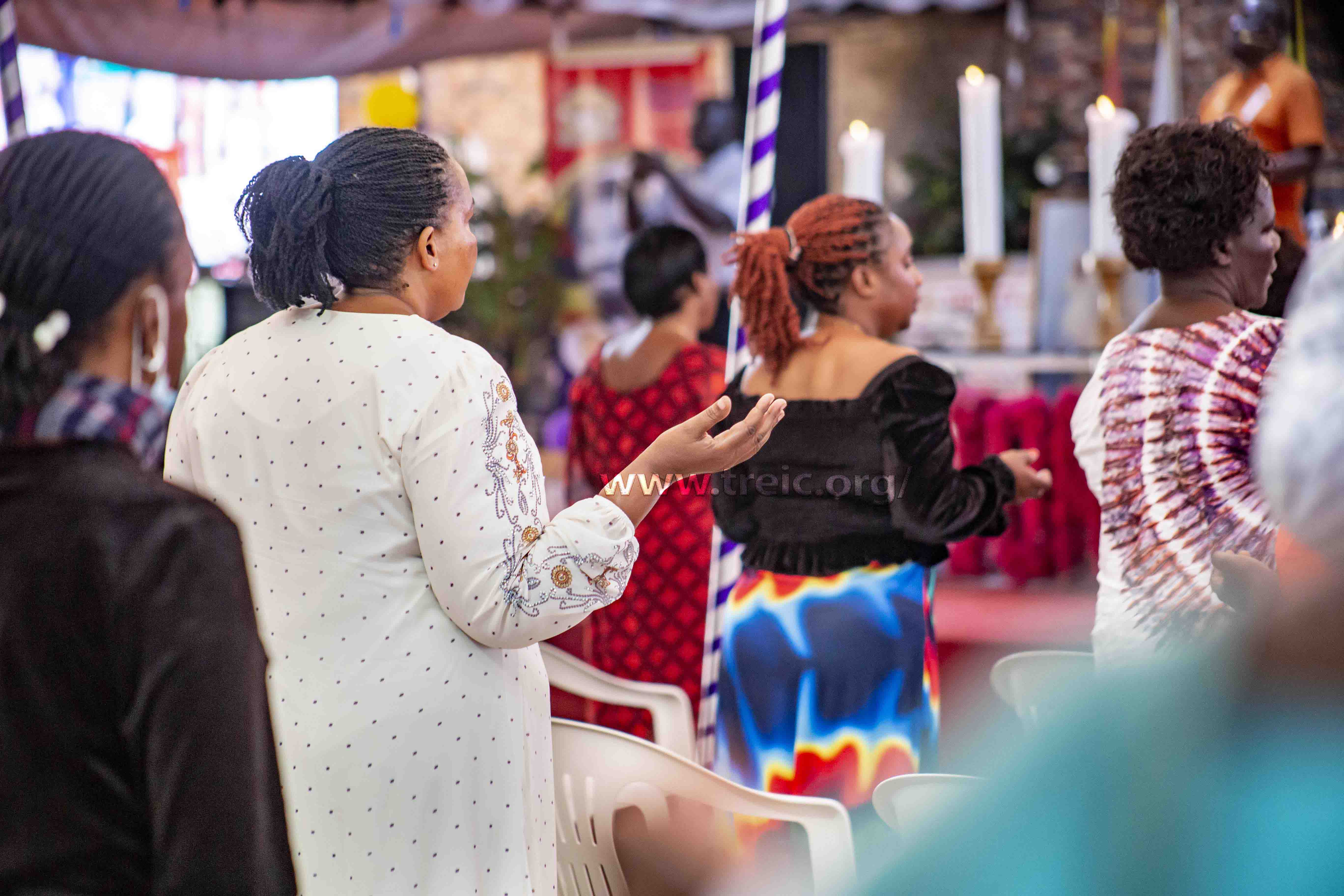 Here, all of us, while reciting a prayer led by our pastor from the preaching of the day, at once.